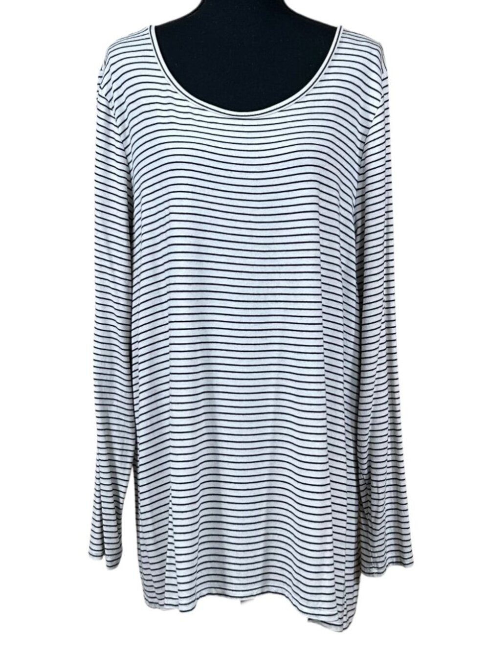 Old Navy Luxe Breton Black White Stripe Long Sleeve Viscose T-Shirt Tee Size XXL